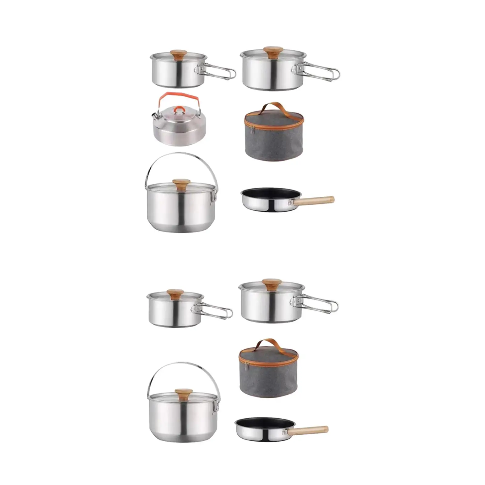 Camping Cookware Kit Cooking Set Nonstick with Storage Bag Utensils Outdoor Pot Cookset for Fishing Picnic Survival Dinner