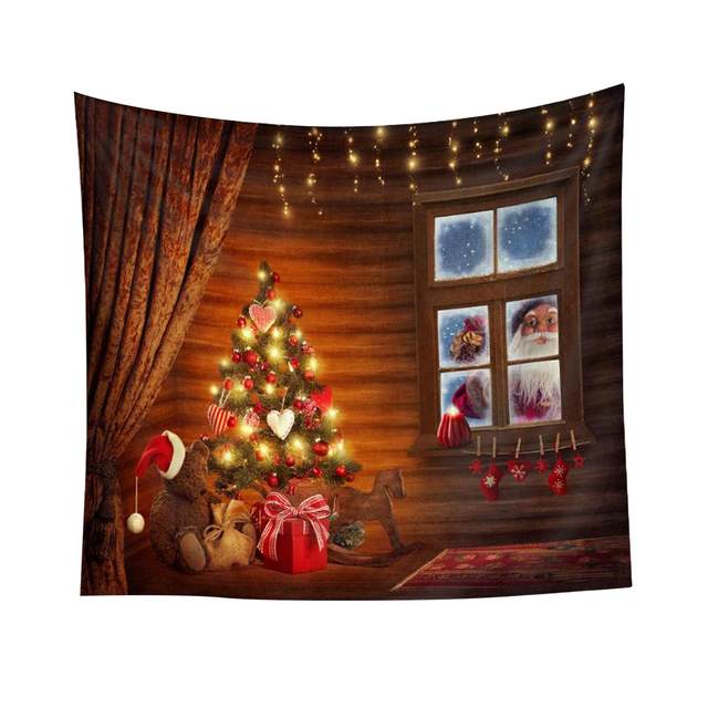 Portable Christmas Photography Background Christmas Tapestry Photo Studio Props Party Favors Wall Decor Blanket for Home Decor