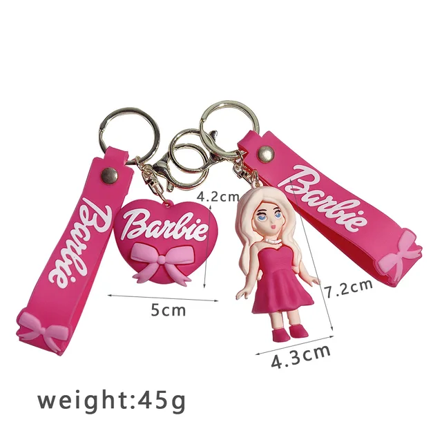 Barbie portachiavi giocattoli rosa Barbie ragazza amore cuore borsa  ciondolo ornamenti donne ragazze auto portachiavi accessori regali
