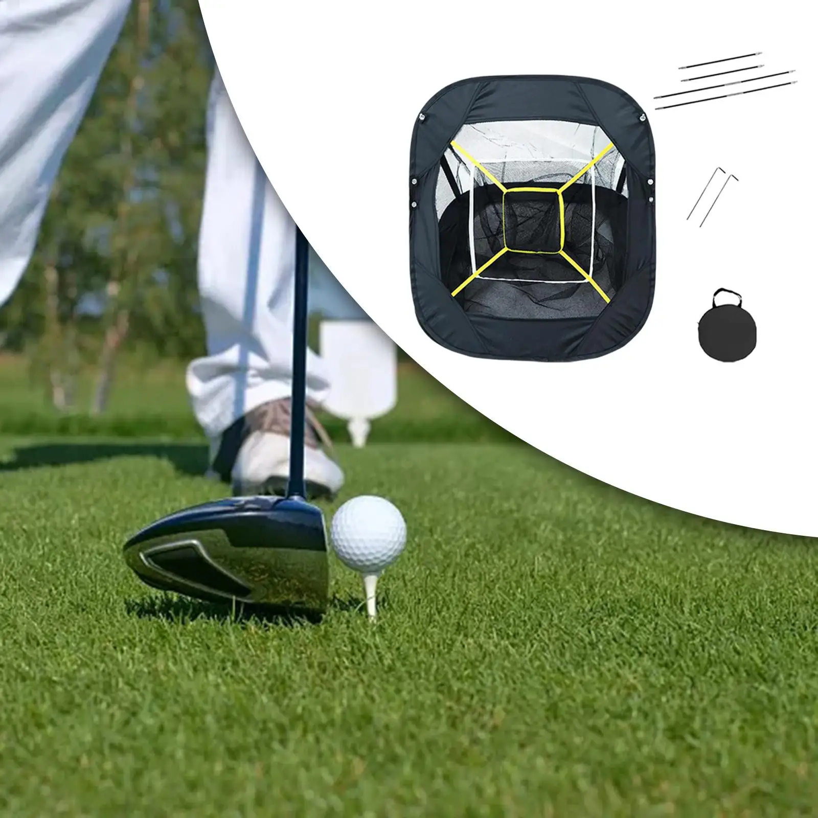 Large Golf Chipping Net Collapsible Multi Height with Carrying Case Swing Game for Accuracy  Practice Training Golfing 