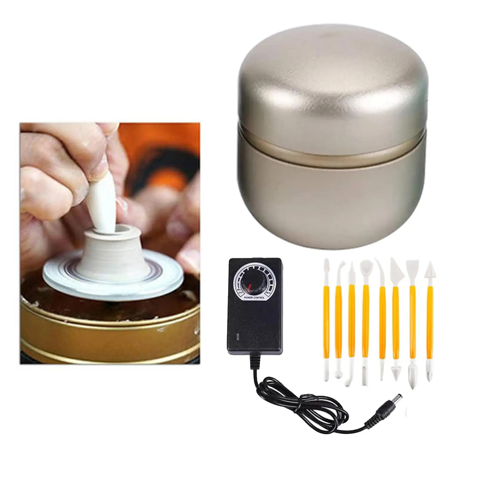 MINI Pottery with Sculpting Ceramics Clay Pottery Tools Rotary Plate Electric Pottery Turntable