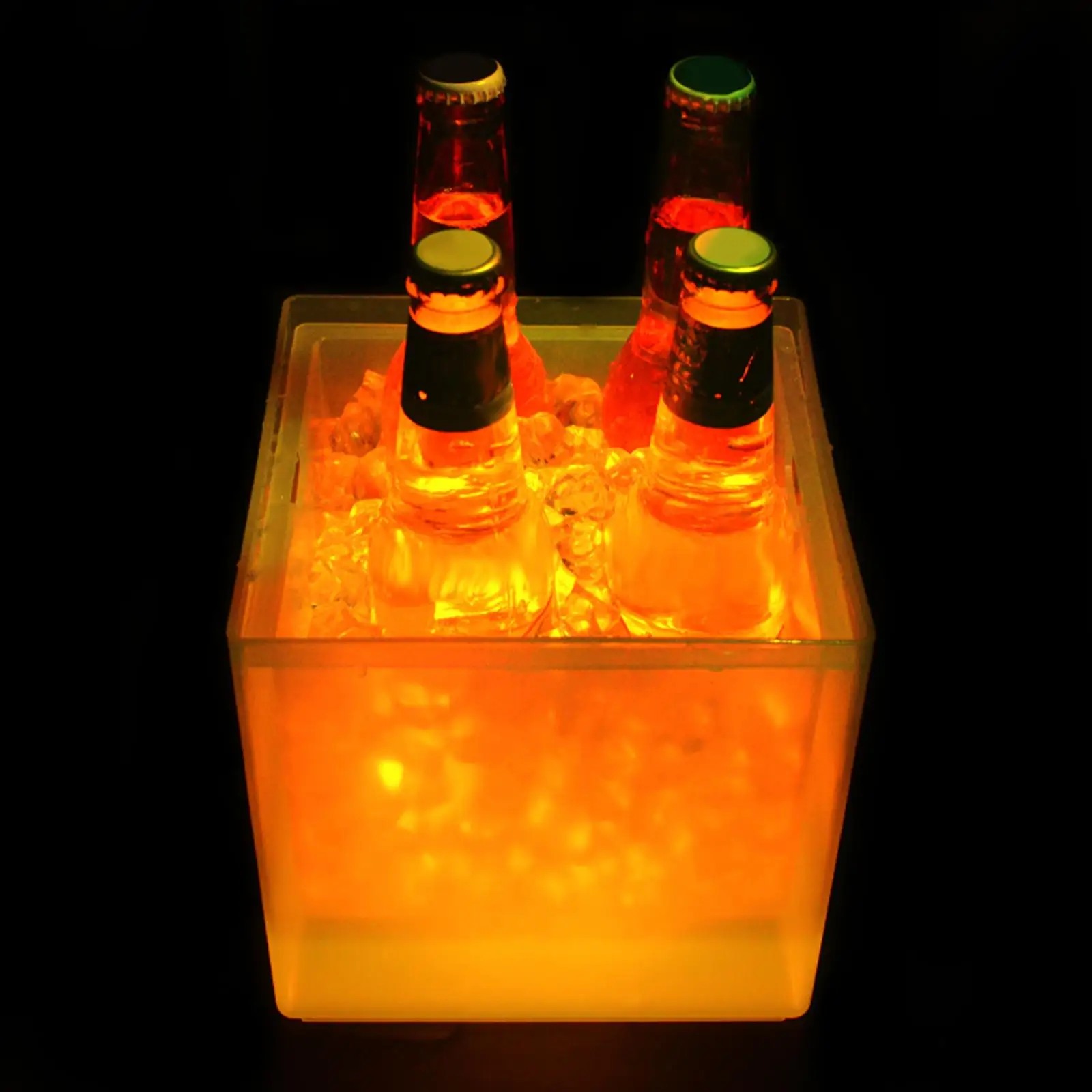 Yellow LED Light Ice Bucket Large Drinks Bucket Bowl Ice Wine Barrel for Active Atmosphere Props