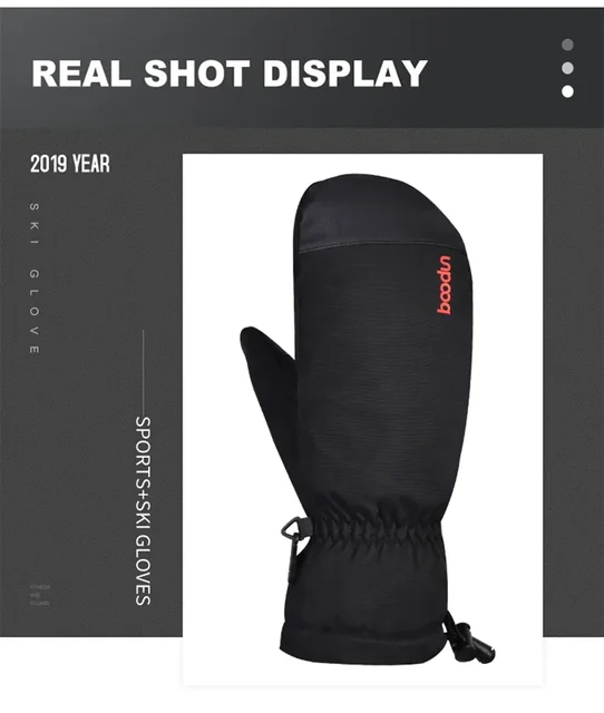 Boodun-男性と女性の暖かい冬用スキーグローブ、アウトドア