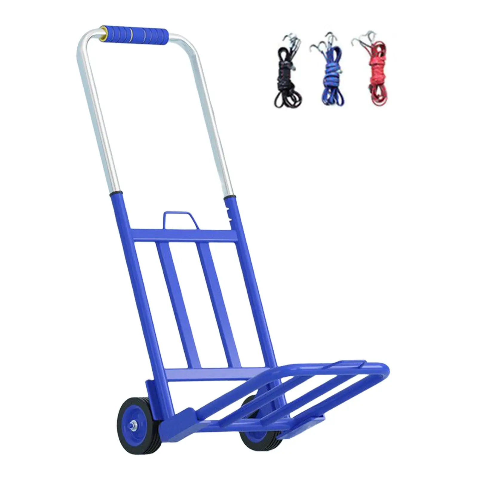 Foldable Hand Cart Adjustable 2 Wheel Compact with Rope Foldable Roller Shopping Trolley for Moving Shopping Transportation