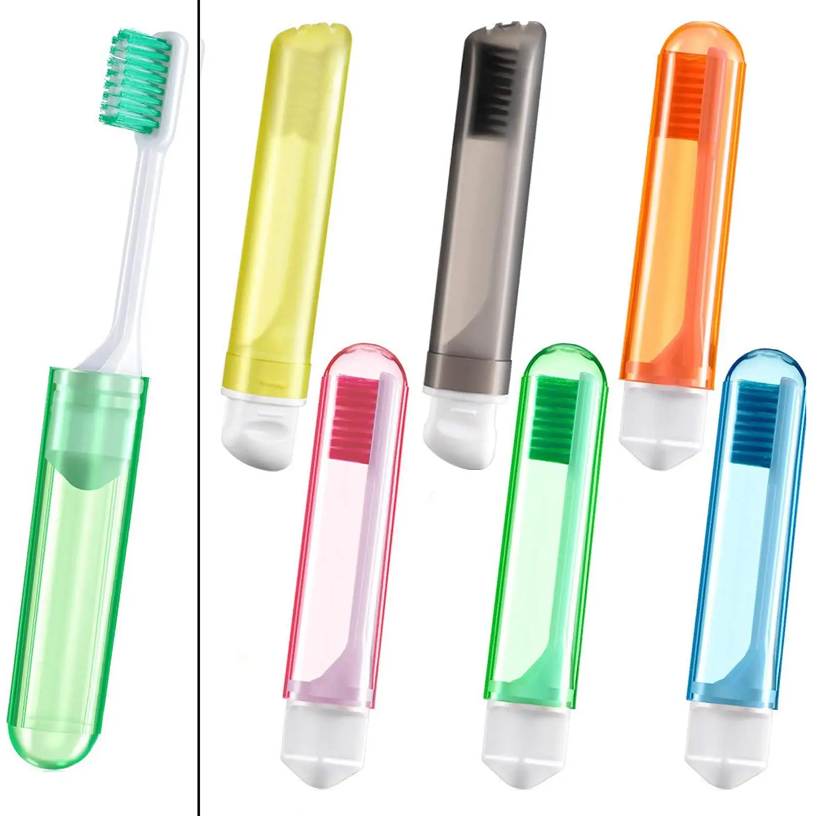 6 Pcs Portable Folding Toothbrush Practical Pocket Size Travelling Toothbrush for Camping Holidays Business Girl Boy Kids Adults