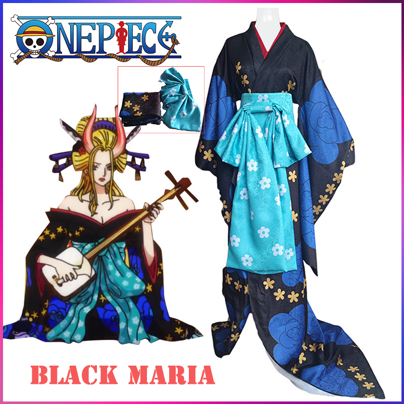 One Piece Black Maria Kimono Cosplay Costume for Women