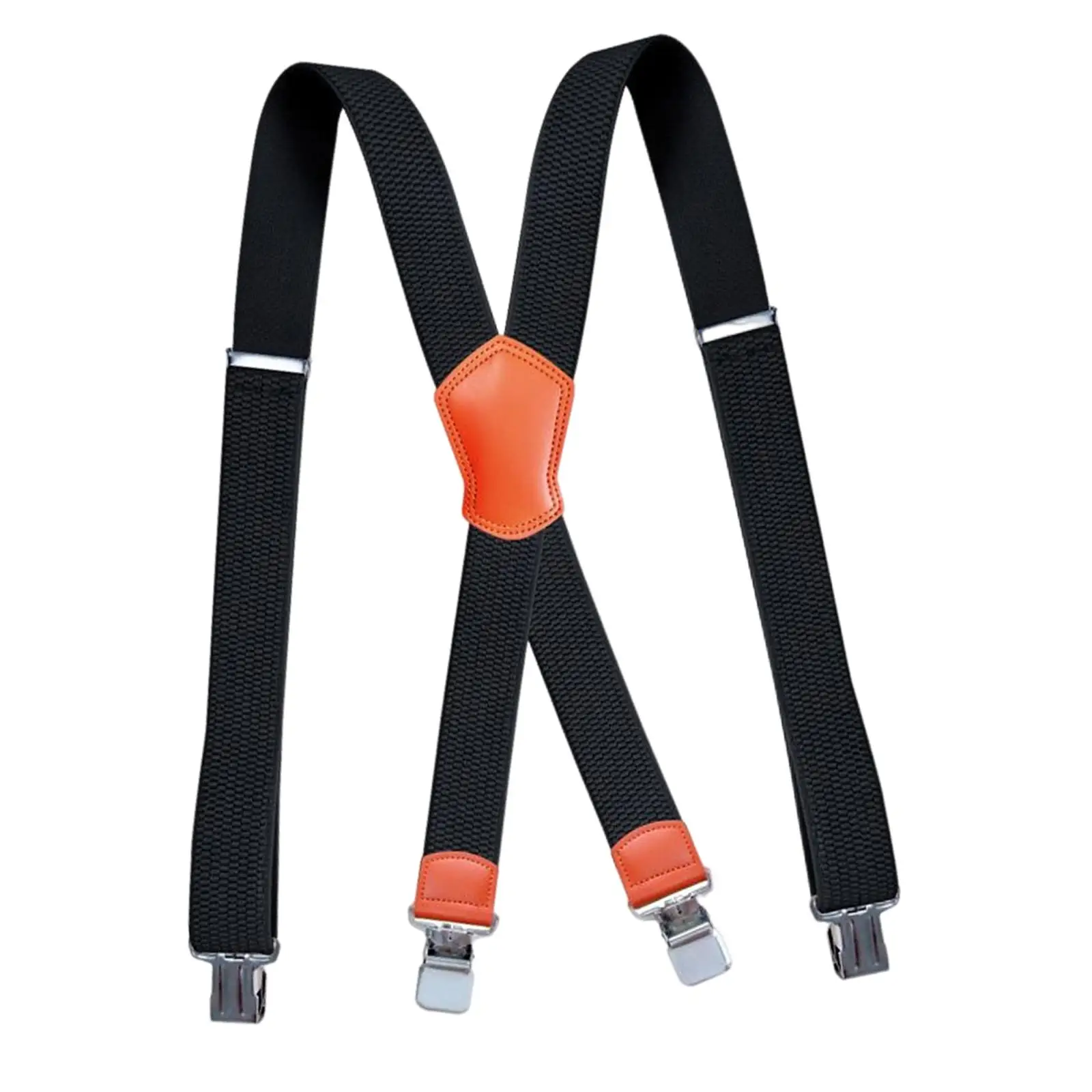 Men`s Suspender 3.8cm Wide Belt X Shaped Elastic Straps with 4 Gripper Clasps Adjustable Trousers Braces