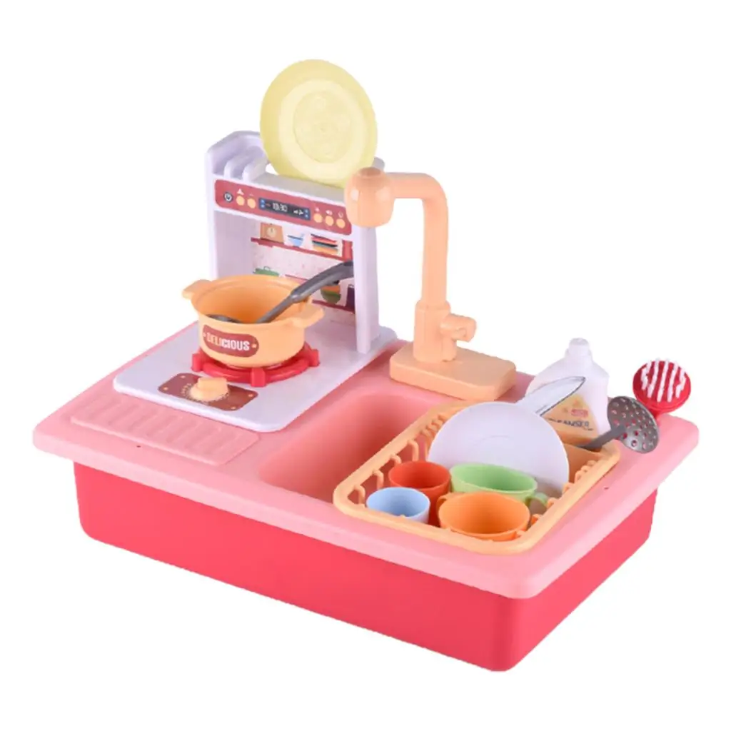 kids children toy Pretend Role Play Kitchen Dishwasher Dish Cleaner Brushes Accessory