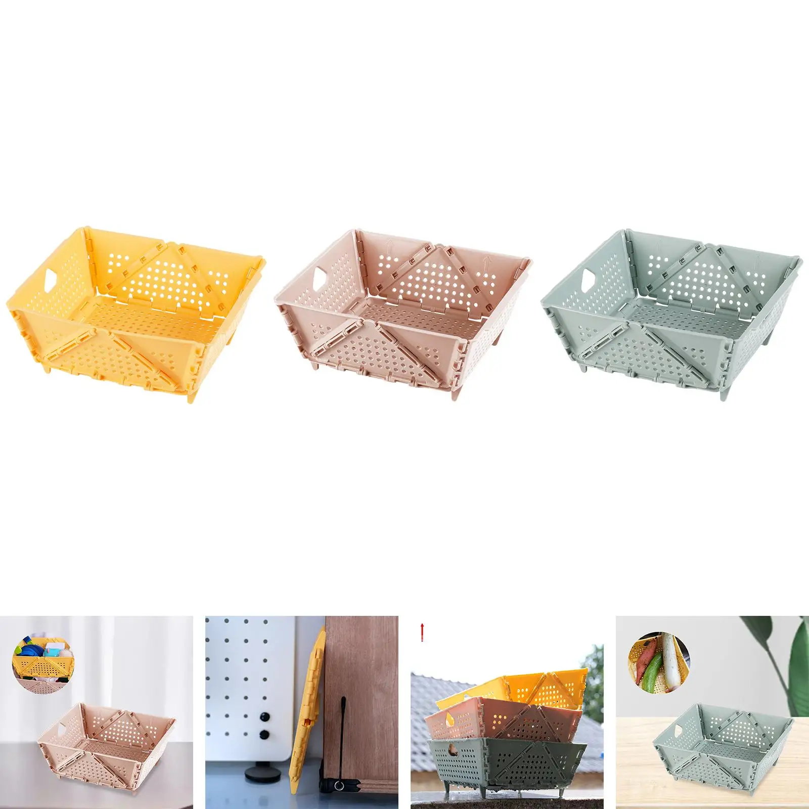 Folding Basket 23x20cm with Stand Base Multipurpose Container Collapsible Crates for Office Bedroom Livingroom Bathroom Kitchen