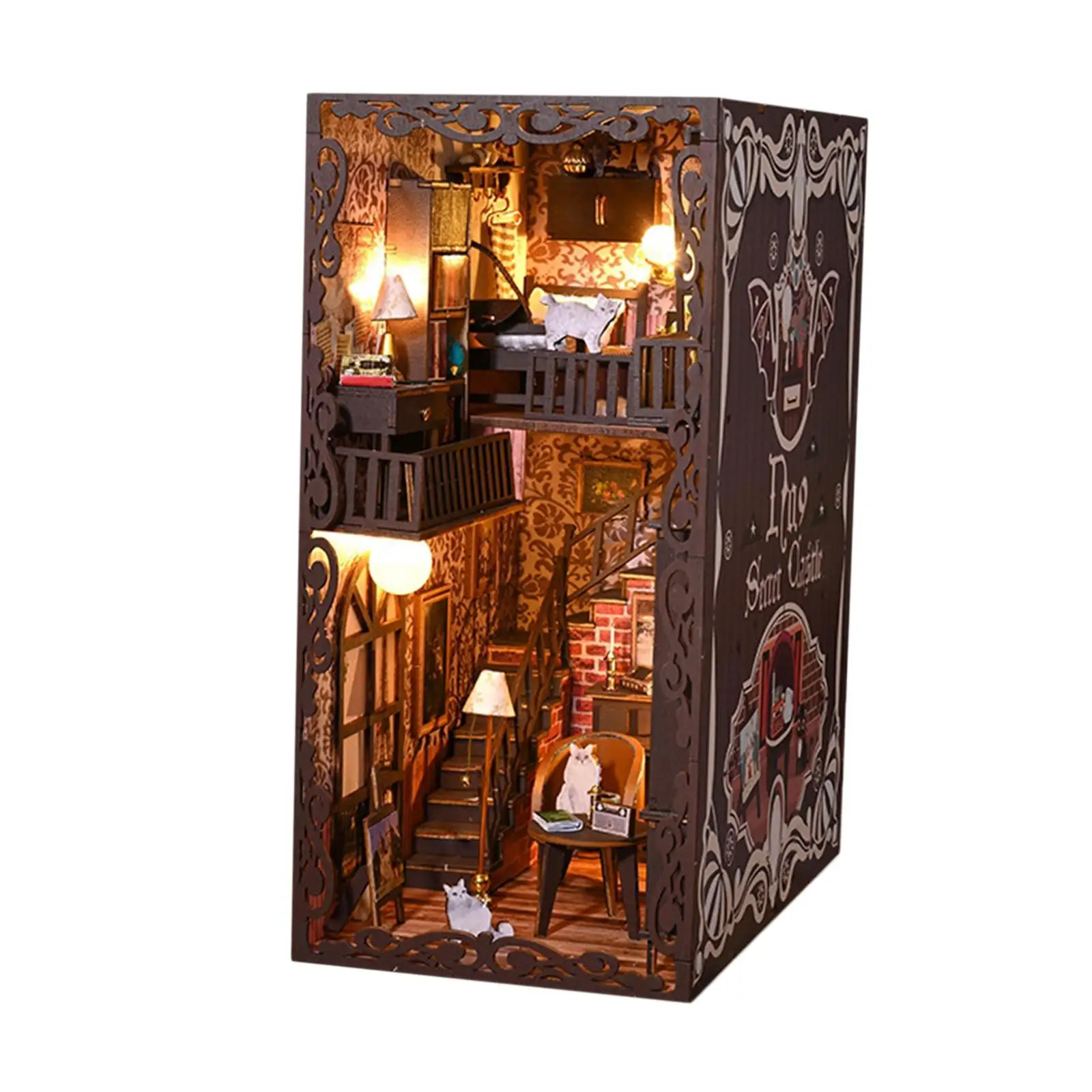 DIY Booknook Kits with LED Light Miniature House for Adults Children Teens