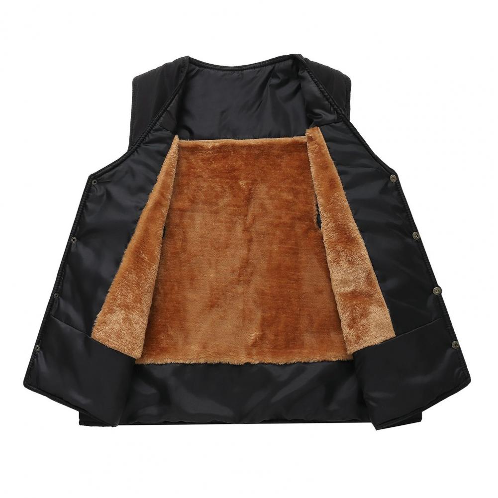 Description Picture 4 of itemMen Fall Winter Vest Thick Plush Sleeveless Waistcoat Zipper Closure Mid-aged Father Fishing Waistcoat Men Winter Vest Coat