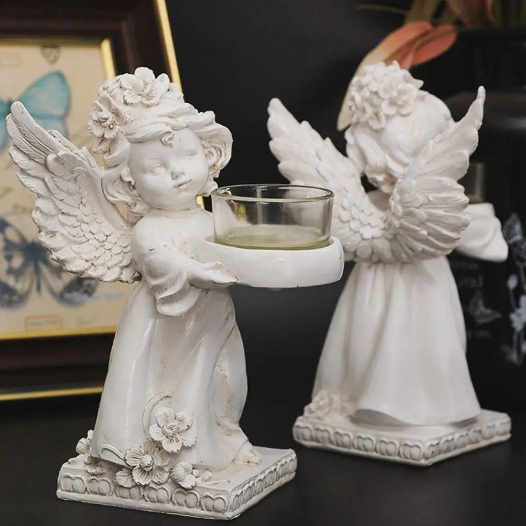 Nordic Angel Candle Holder, Angel Figurines Tealight Candle Holder for Wedding Church Remembrance Bereavement Decoration