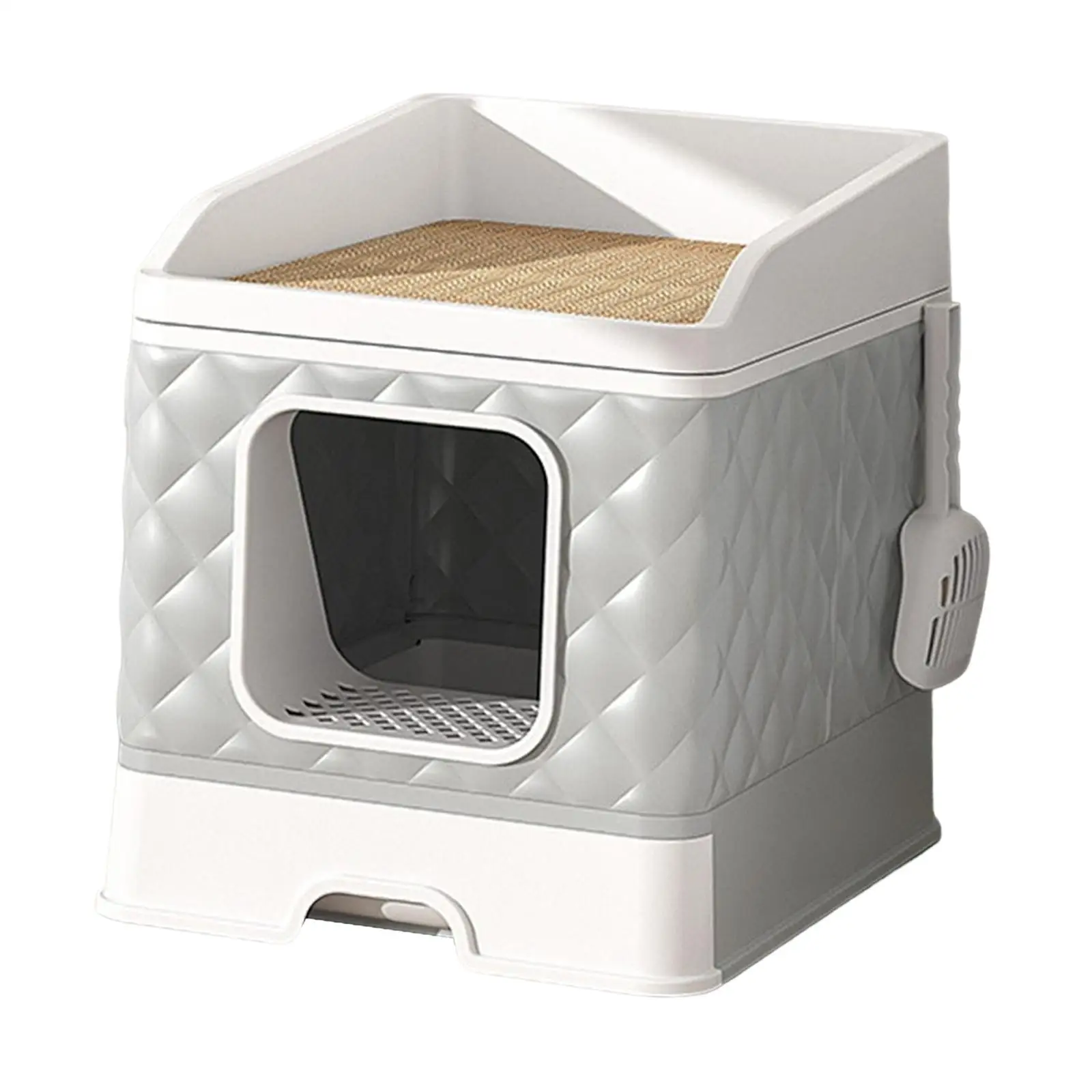 Cat Litter Box Front Entry Top Exit Pet Litter Tray for Small and Large Cats