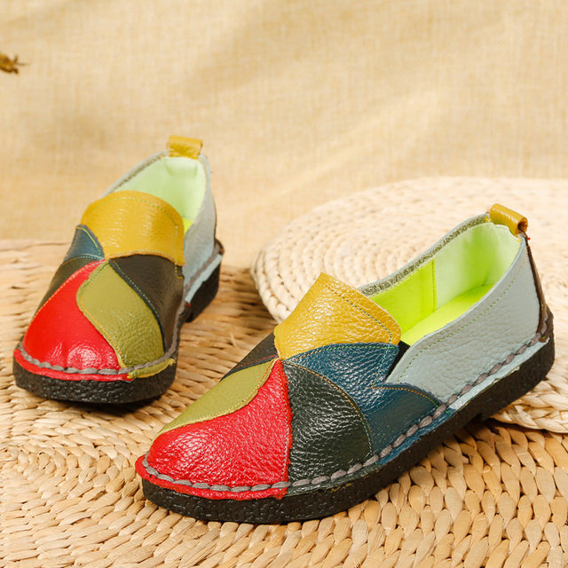 Women's Mixed Colors Loafers Autumn Ethnic Style Large Size