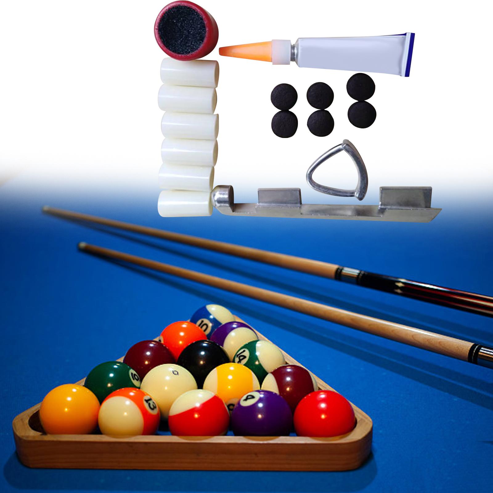 Snooker Cue Repairs Kit Maintenance Cue Ferrules Glue Cue Top Sander Cue Tips Aluminum Alloy Cue Clamp Repair Billiard Pool Kit