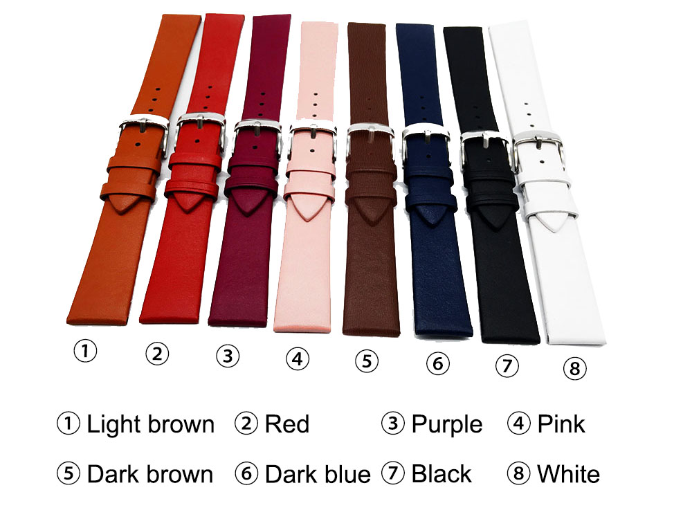 Kalbsleder-Uhrenarmband, 12 mm, 14 mm, 16 mm, 18 mm, 20 mm, 22 mm, echtes Leder-Uhrenarmband mit silberner Dornschließe – Detail 1