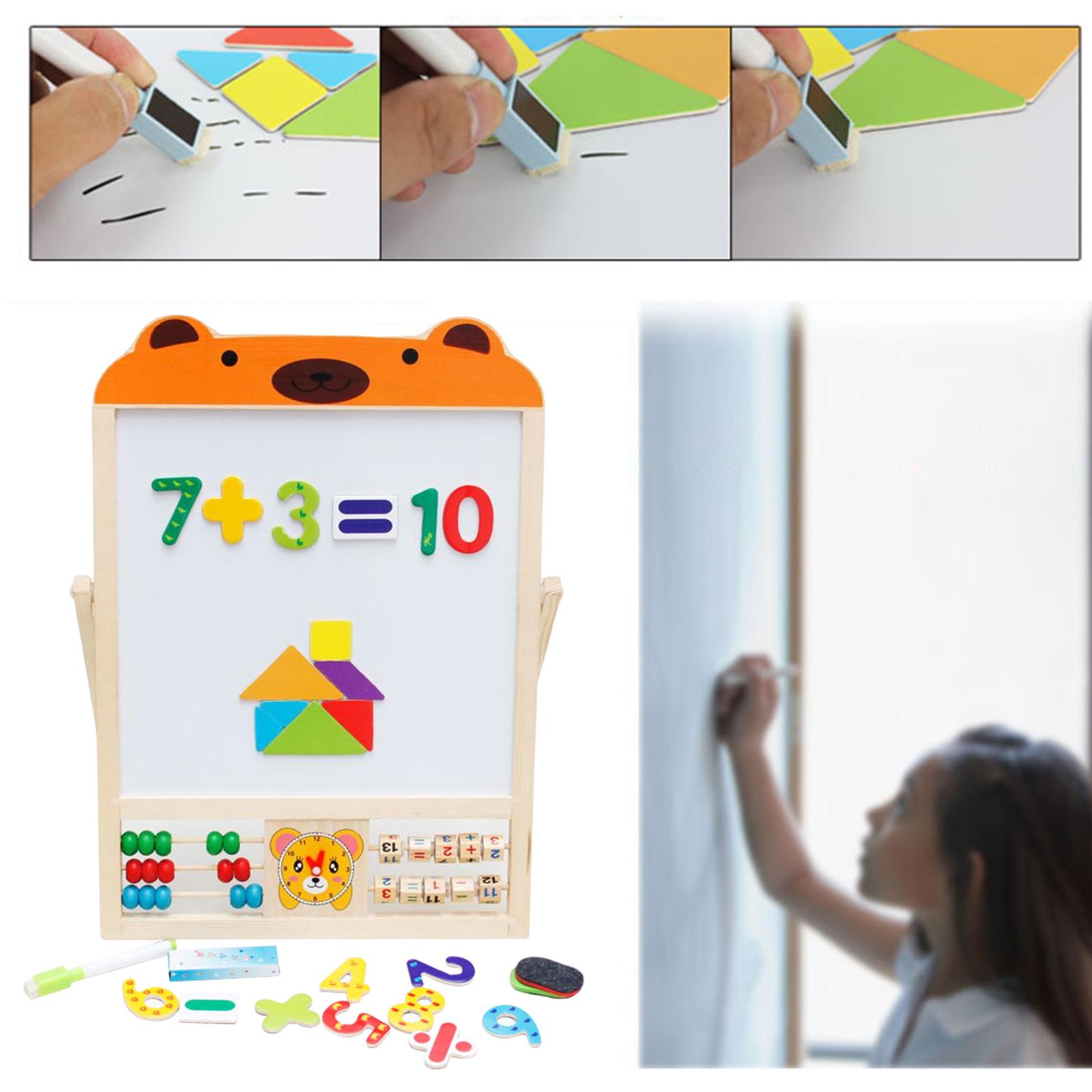 Double Sided Drawing Board Art Easel Jigsaw Puzzle Toys Whiteboard Chalkboard for Boys Girls Toddlers Age 3 4 5 6 Years Old Kids