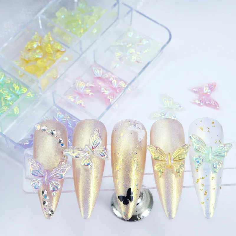 Best of 30pcs Iridescent Glitter Butterfly Nail Art Charms Aurora Butterfly Nails Decoration Jewelry Nail Supplies For Professionals Reviews & Tips - Image 3