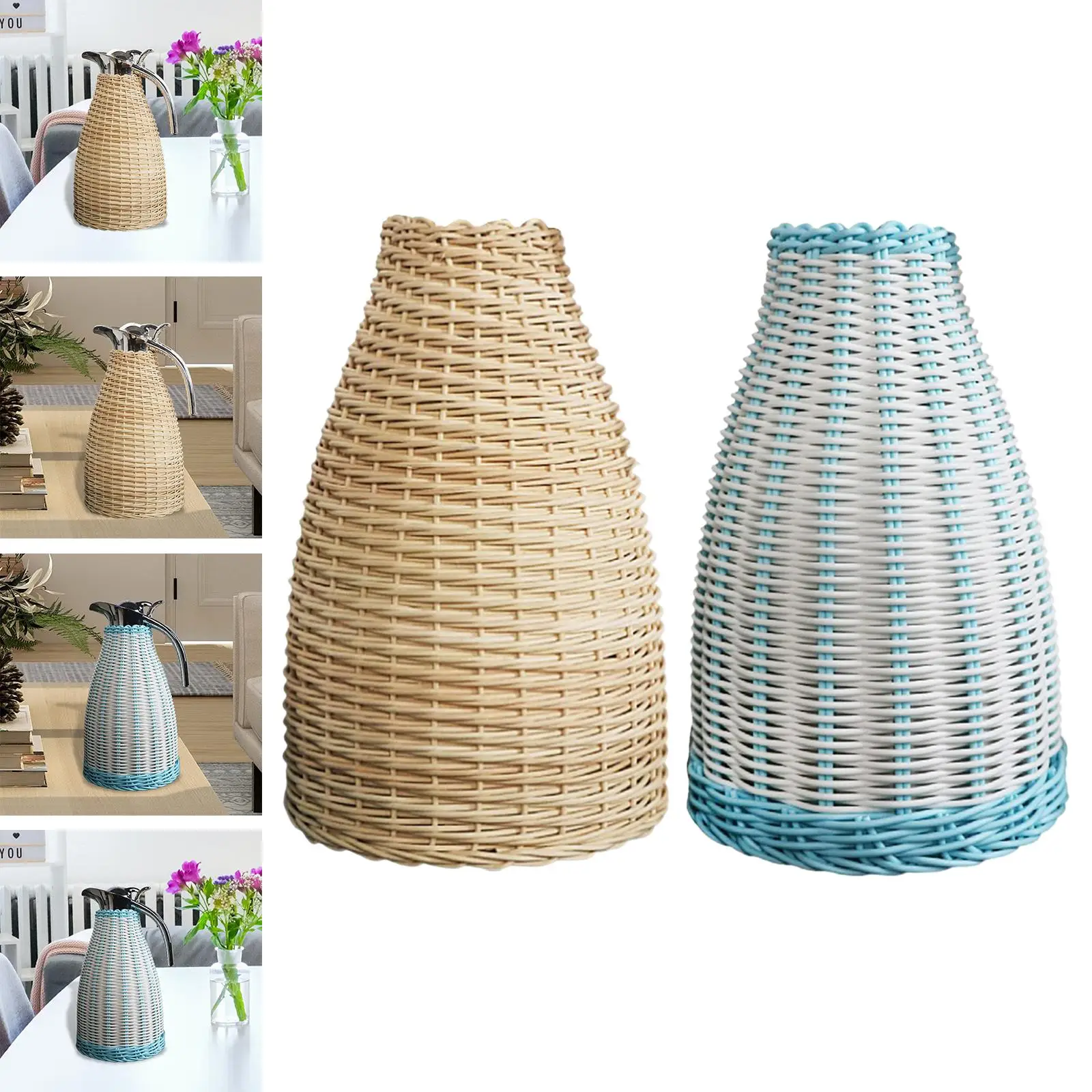 Handmade Rattan flasks cover Decoration Thermal Jug Insulated Kettle Sleeve for Chairs Farms Roofs Restaurants Homestay