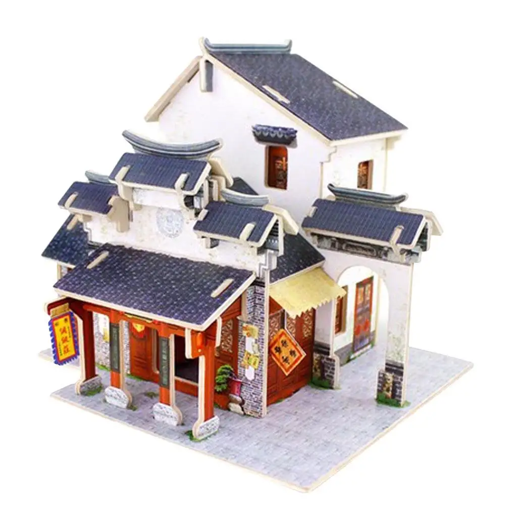puzzle Wooden Miniature 1/24 DIY Model Chinese Satin Shop