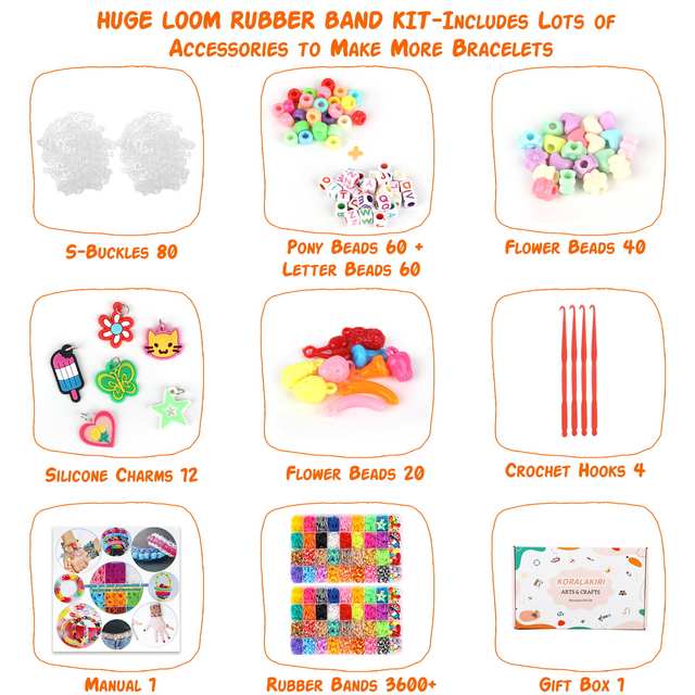 4500+ Rubber Band Bracelet Making Kit, Rubber Loom Bands Refill