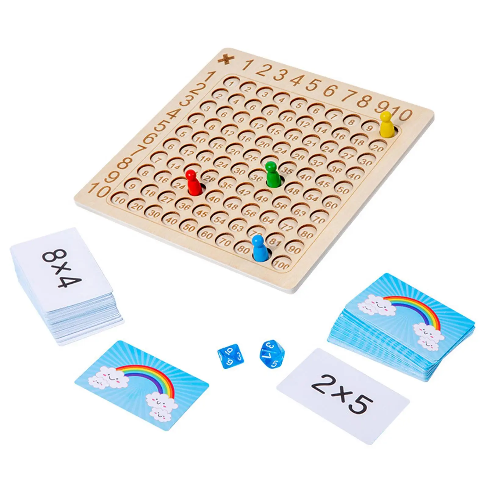 Number Games Educational Game Rainbow Card Mathematics Multiplication Table Board for Gift