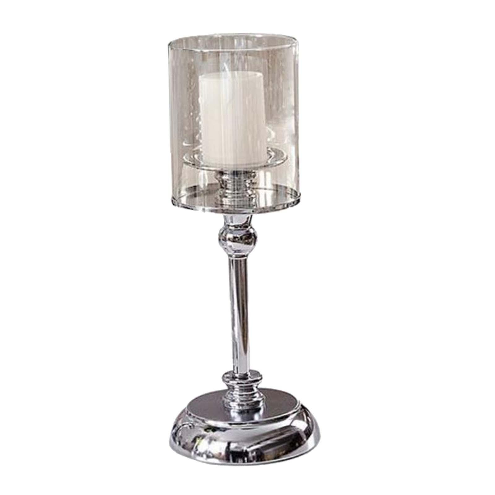 Candle Holder with Glass Screen Cover Candlestick Metal Base Removable Glass for Living Room Durable Centerpieces 4.7x13.4inch