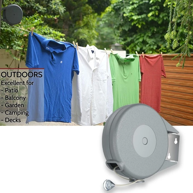 RETRACTABLE WASHING CLOTHES LINE 12M METRE DRYING SPACE WALL MOUNTED REEL
