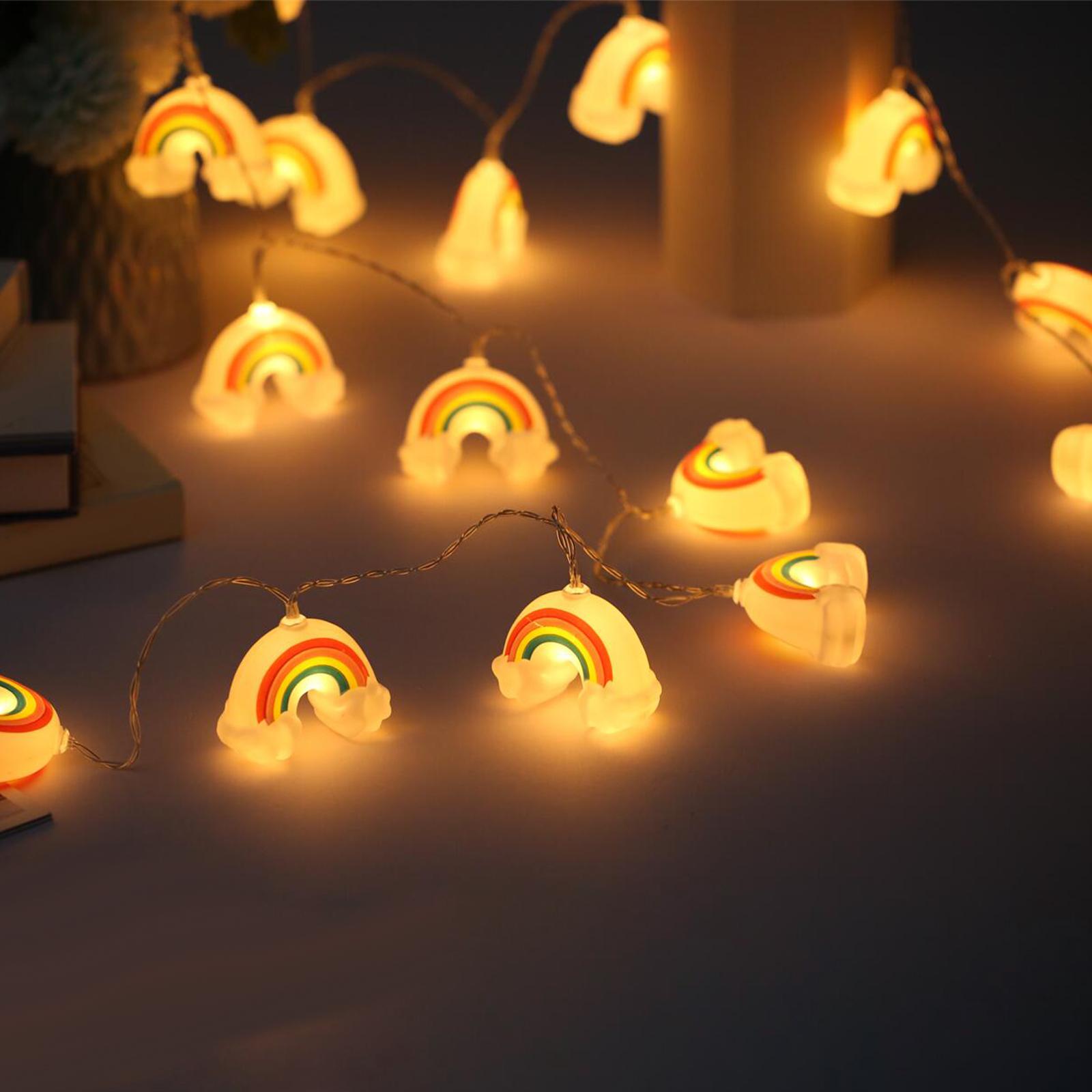 LED Rainbow String Lights Fairy Lights Hawaiian Tropical Beach Themed Lamp for Birthday Outdoor Yard Window Farmhouse Supplies