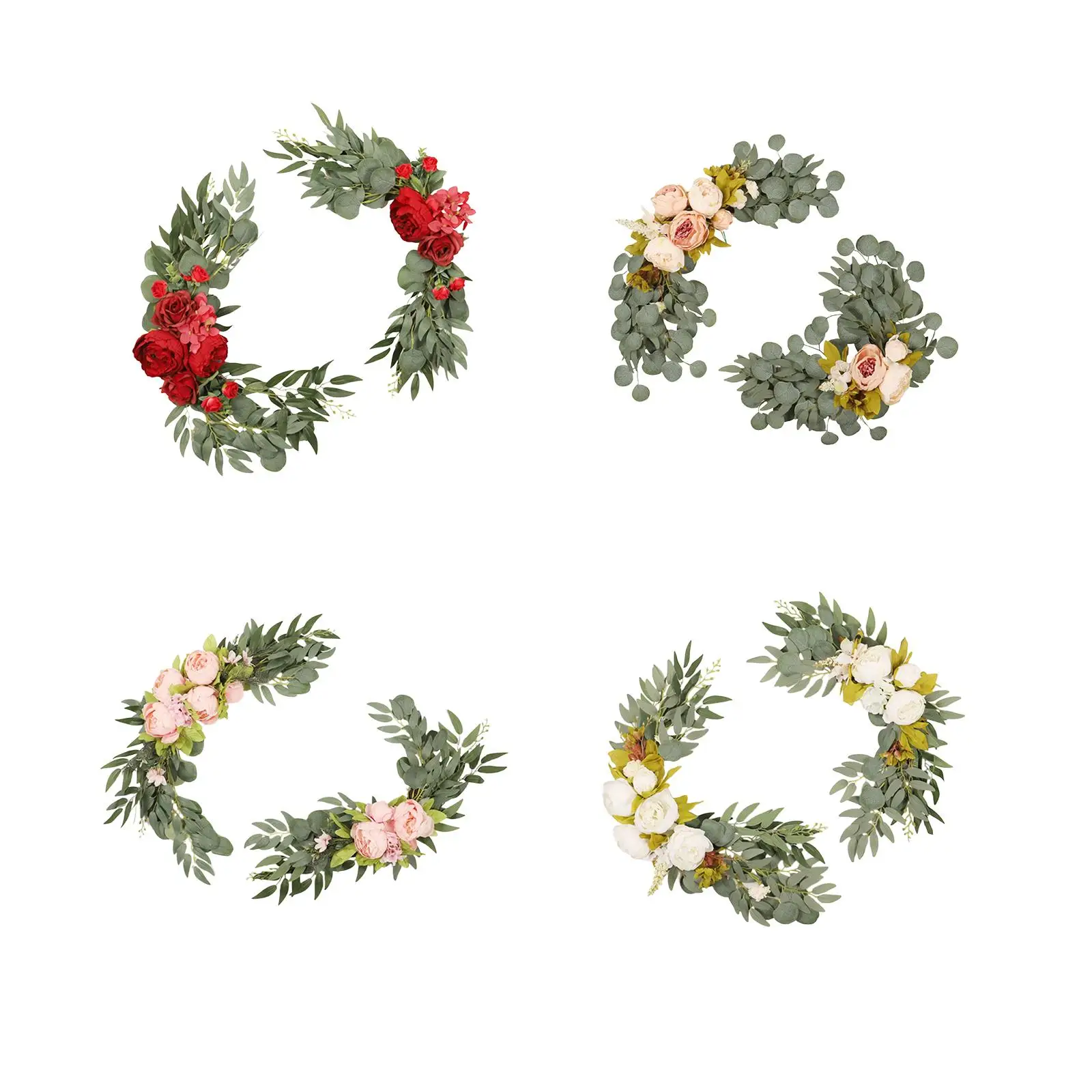 2Pcs Wedding Arch Flowers Handmade Hanging Wreath Flowers Backdrop Garlands Floral for Ceremony Craft Art Arch Front Door Wall