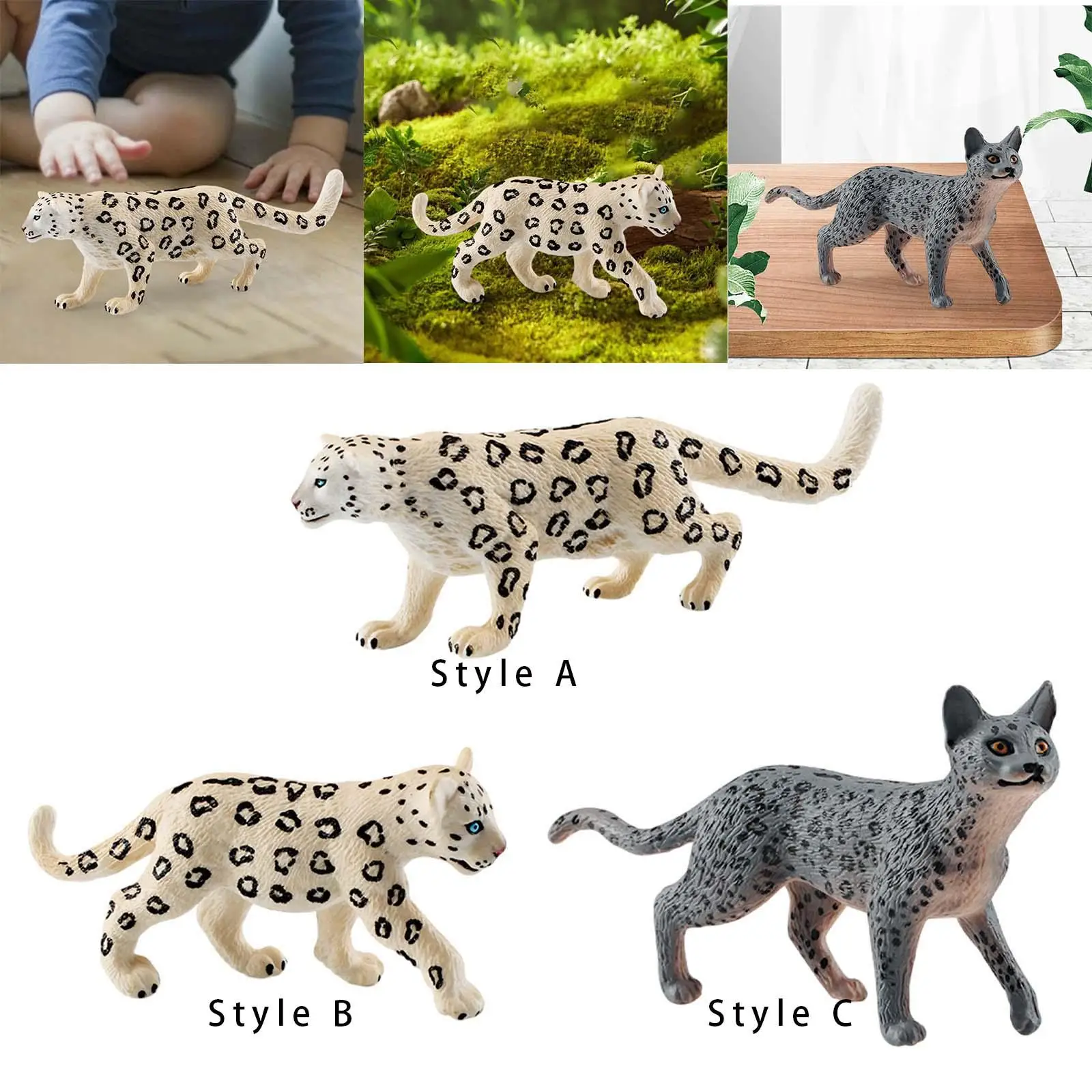 Leopard Toy Figurine Simulation Wildlife Animal Statue Preschool Leopard Animal Figures for Cake Topper Xmas Present