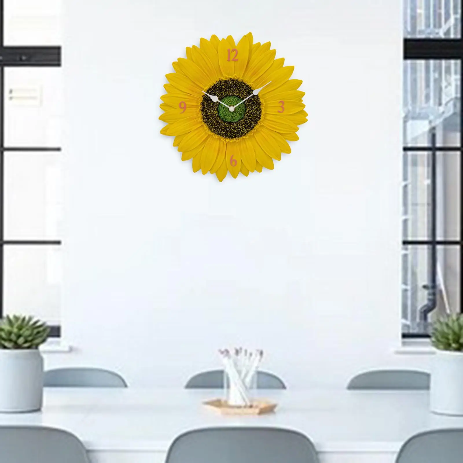 Sunflower Wall Clock Silent Non Ticking Waterproof Wall Clock Decorative Clocks Beautiful Indoor Outdoor Wall Clock for Bedroom