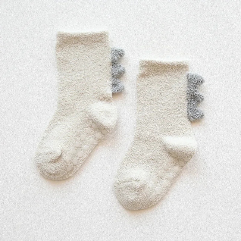 2Pairs Lovely Cute Cartoon Dinosaur Kids Baby Socks Girl Boy Non-slip Floor Socks Animal Infant Soft Cotton Thick Warm Leg Socks