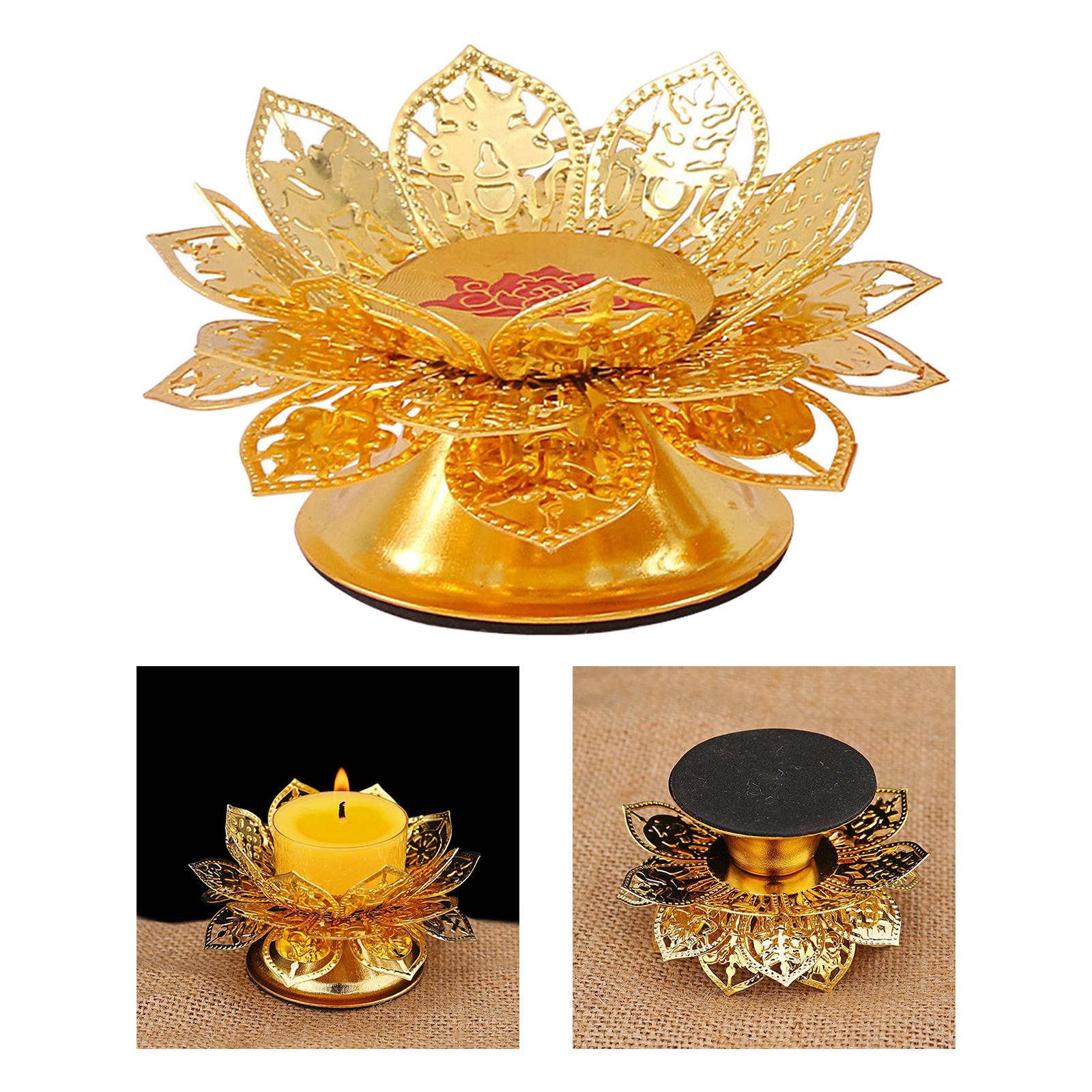 Classic Lotus Flower Candlestick Golden Durable Decorative Alloy Candle Holder for Living Room Decor Desktop Wedding