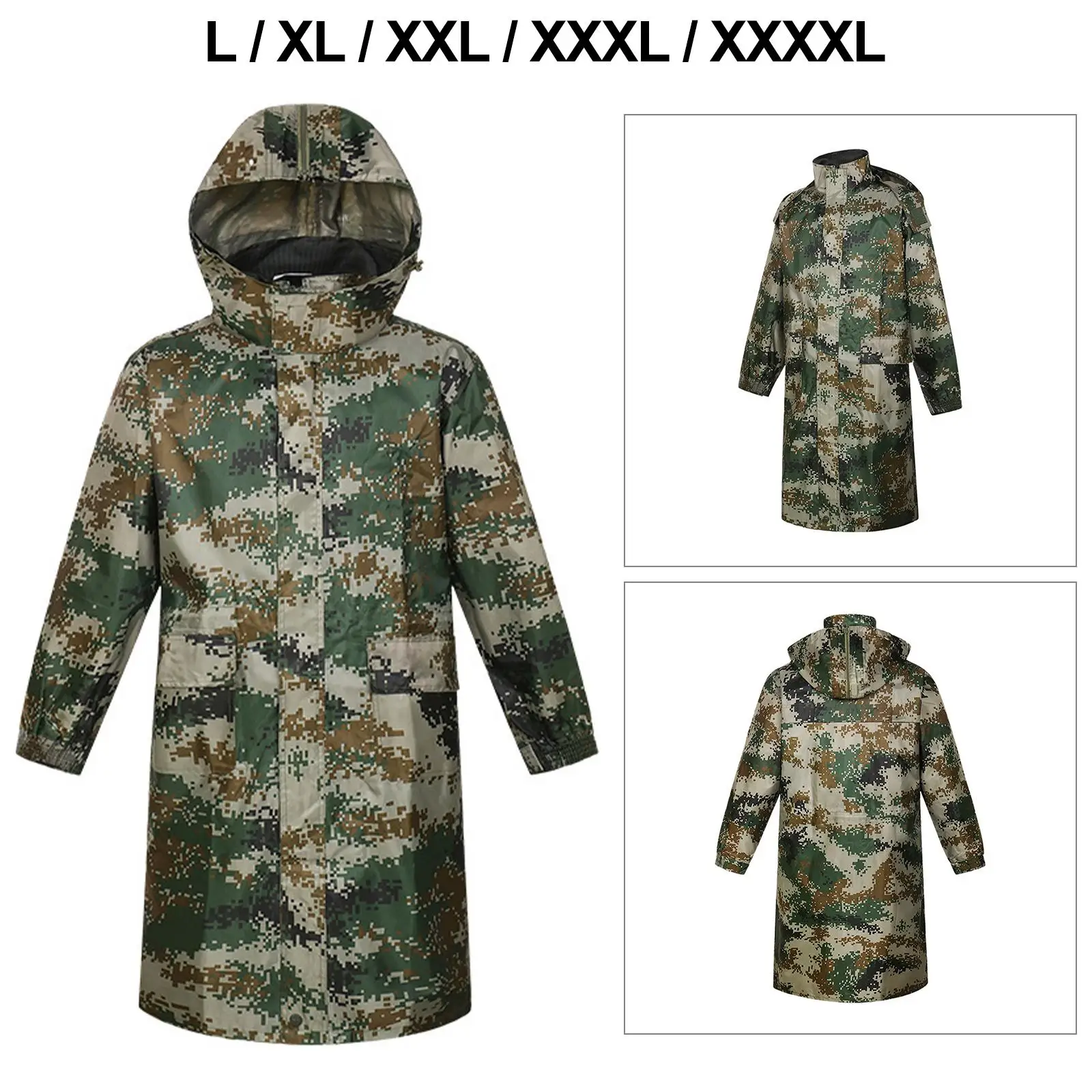 Raincoats with Hood Waterproof Camouflage Rain Jacket for Men Adults Fishing Hiking Travel