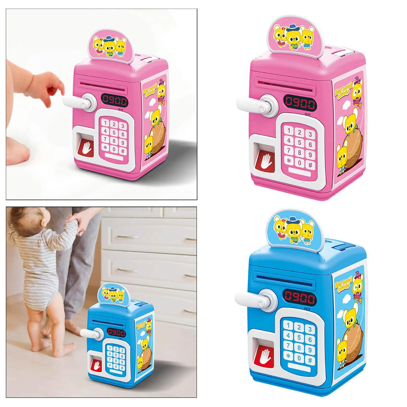 Plastic ATM Piggy Bank Auto Scroll Paper Money with Music and Light for Kids