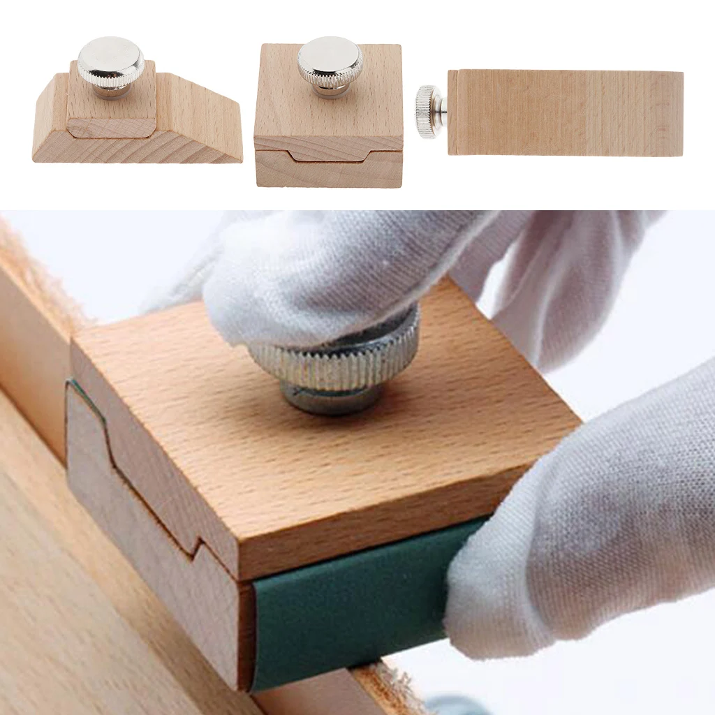 Wooden block of sandpaper that the leathercraft polishing tool