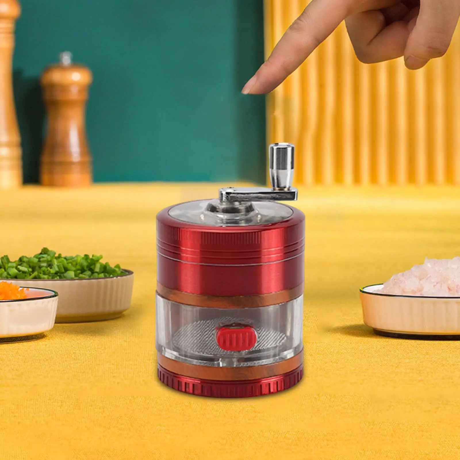 Manual Spice Grinder kitchen pepper Gadgets Seasoning 4 Layers Hand Crank