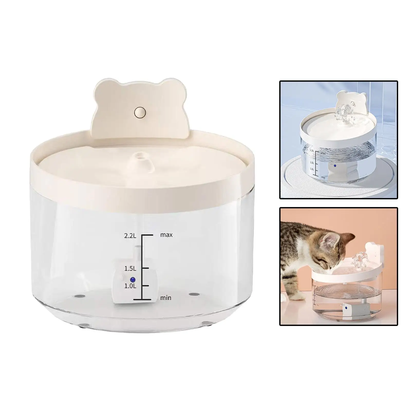 2.2L Automatic Cat Water Fountain Silent Electric Dog Cat Drinking Dispenser