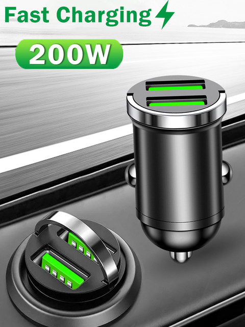 Caricabatteria Auto 200W USB-C - Doppia Porta QC 3.0 Per Phone E Tablet