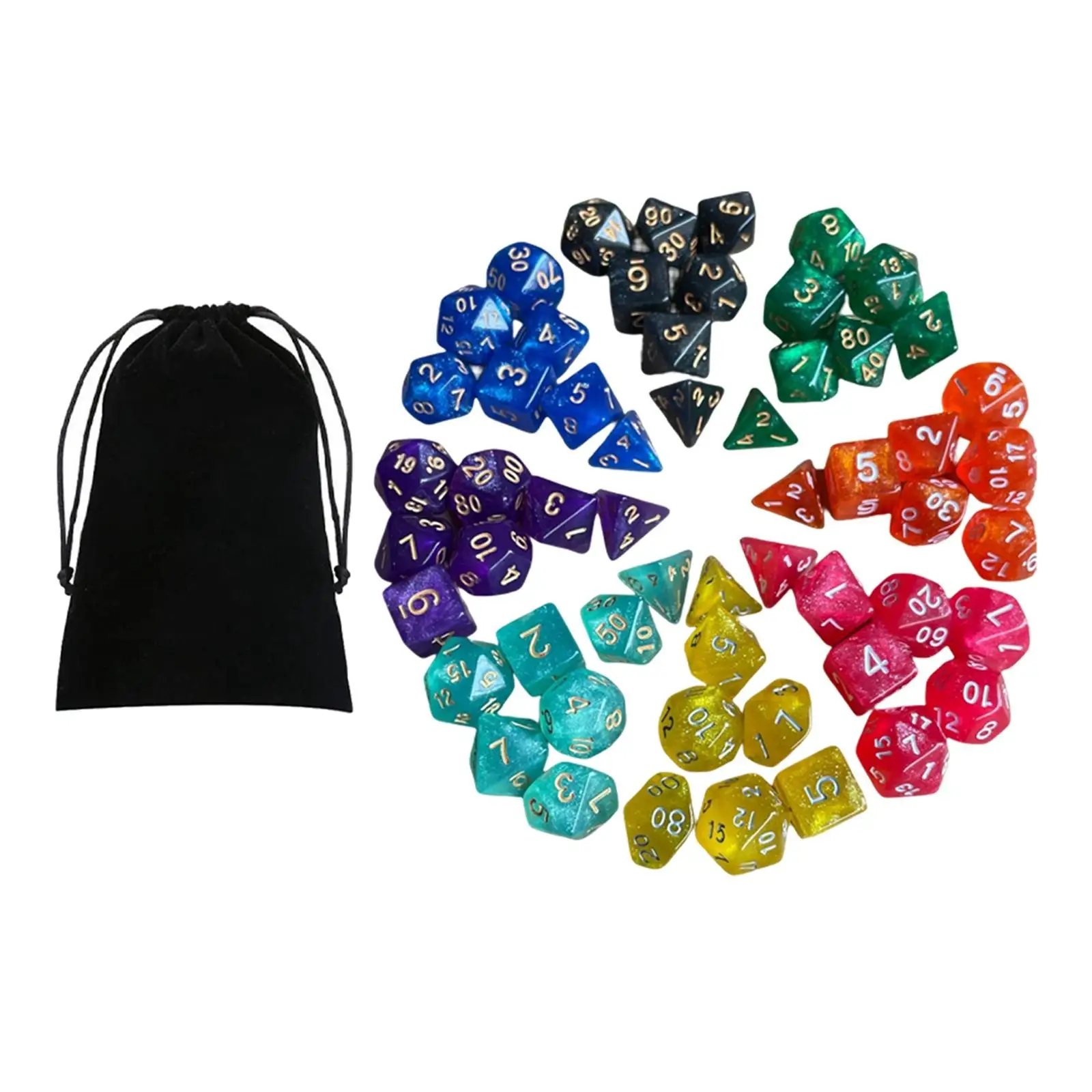 Engraved Polyhedral Dices Set 56x for Board Game Props Parties Table