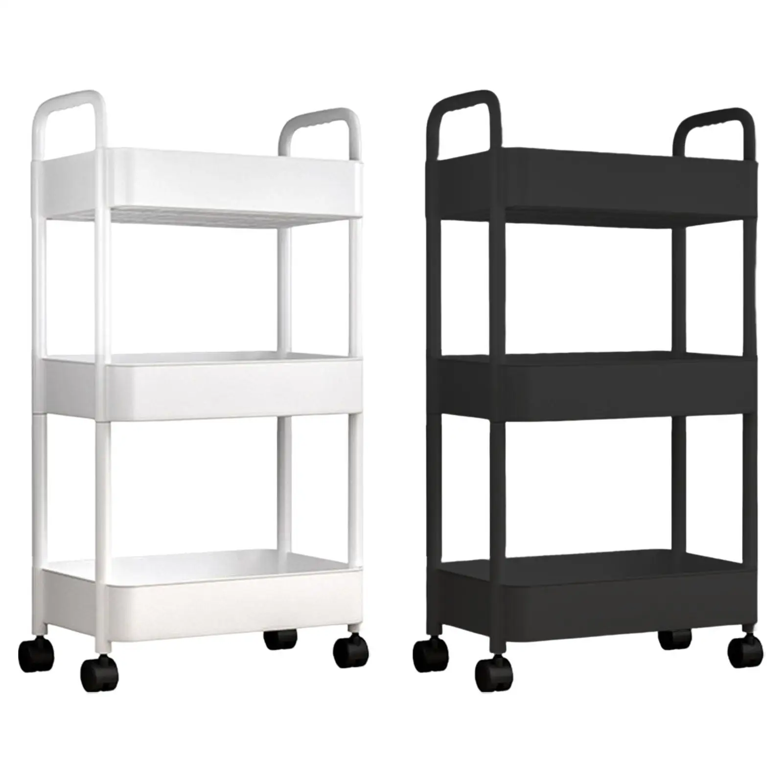 3 Tier Mobile Utility Cart for Utensils Storage Shelves Standing Corner Shelves