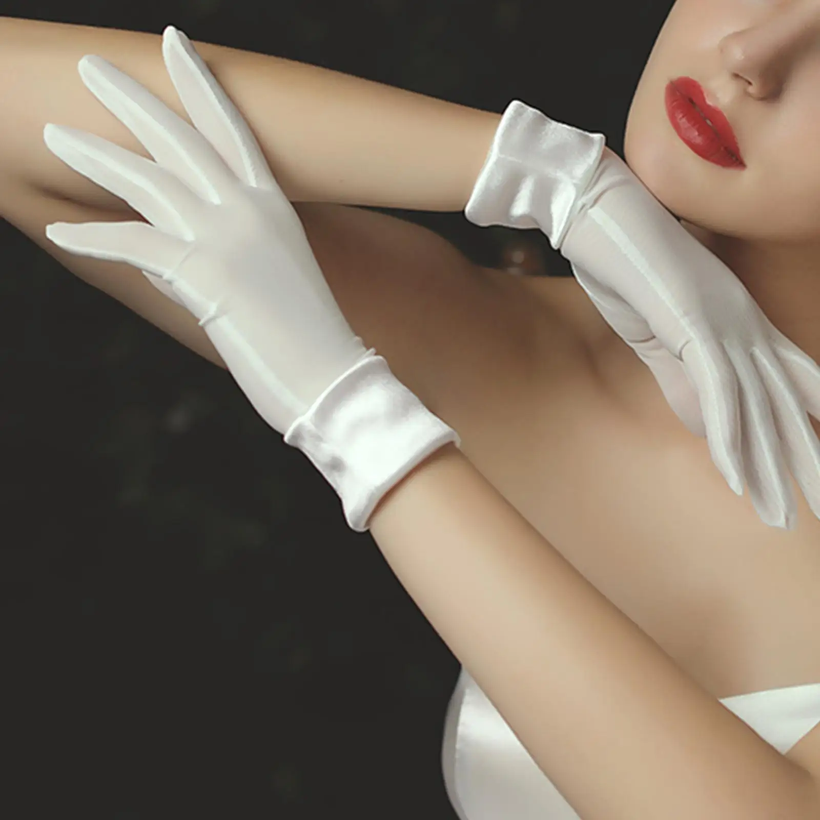 Bridal Gloves Bridesmaid White Short Satin Gloves for Dance Opera Marriage Accessories