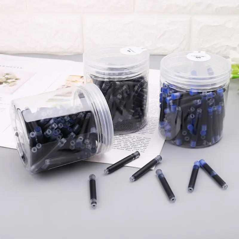 100 X Jinhao Universal Black Blue Fountain Pen Ink Sac 2.6mm Cartridges Refills 
