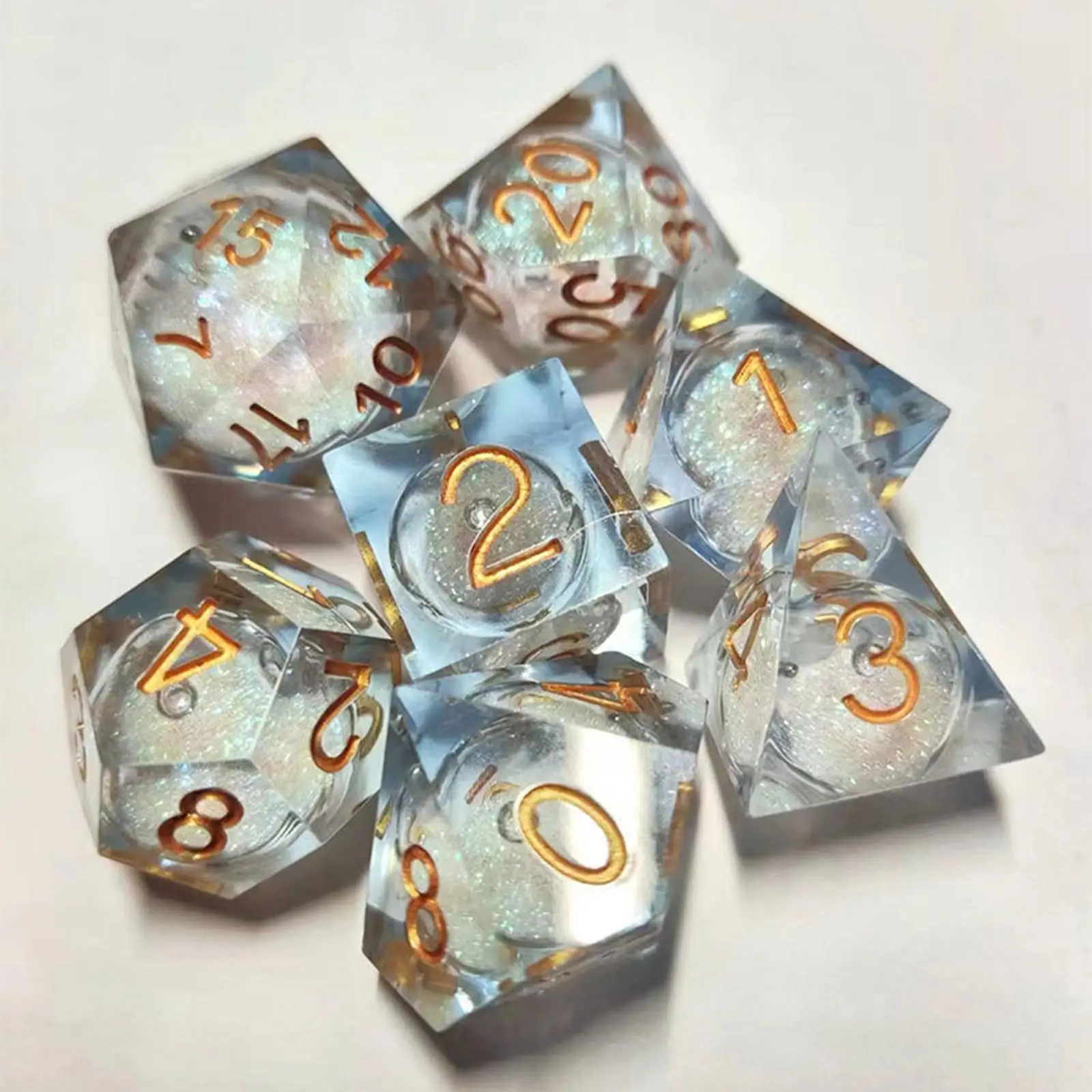 7x Dices Set Transparent Numbers for Party Favors Table Board Entertainment
