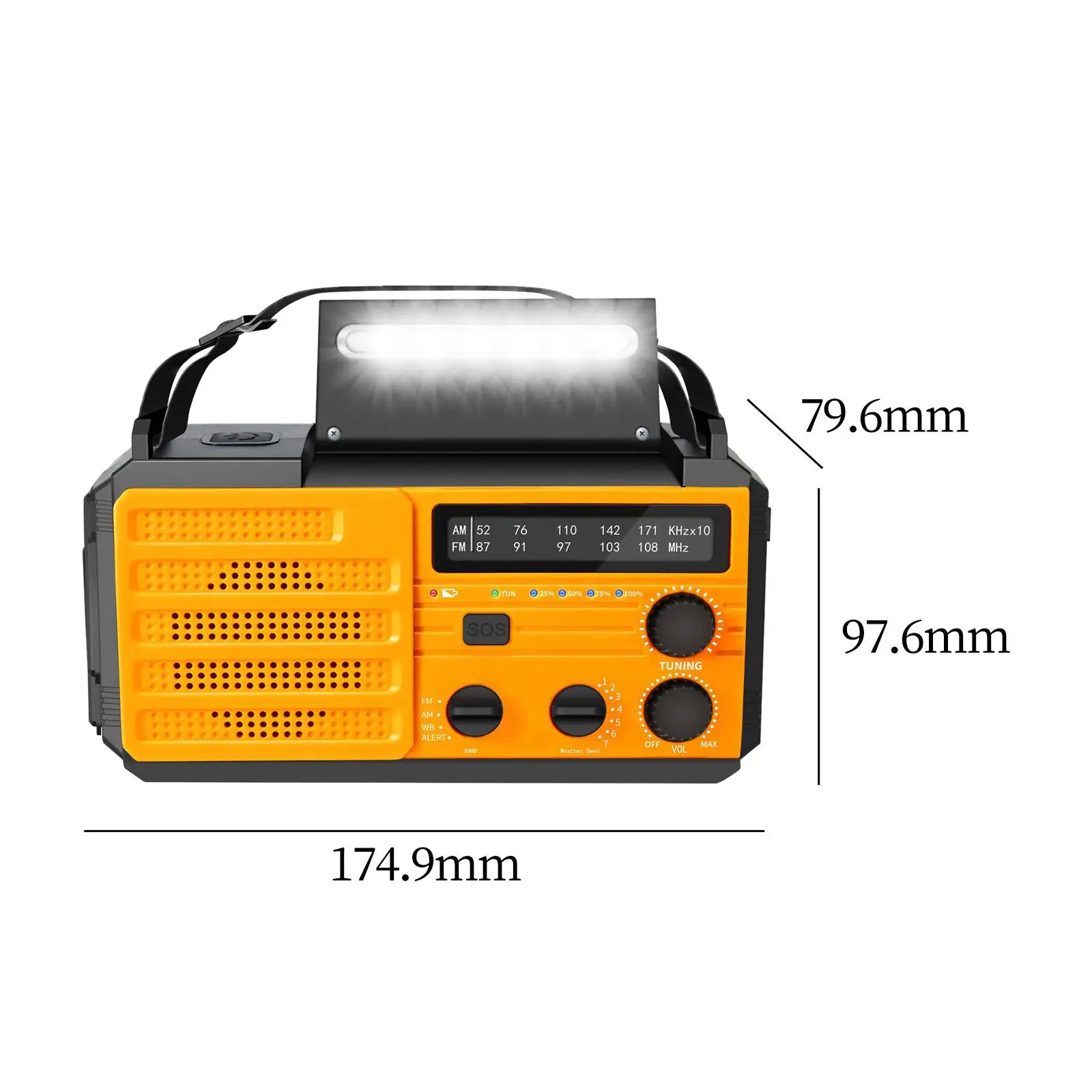 Solar Radio Dynamo Radio with Flashlight Solar Powered Portable 8000mAh Emergency Radio for Home Camping Travel Survival Orange