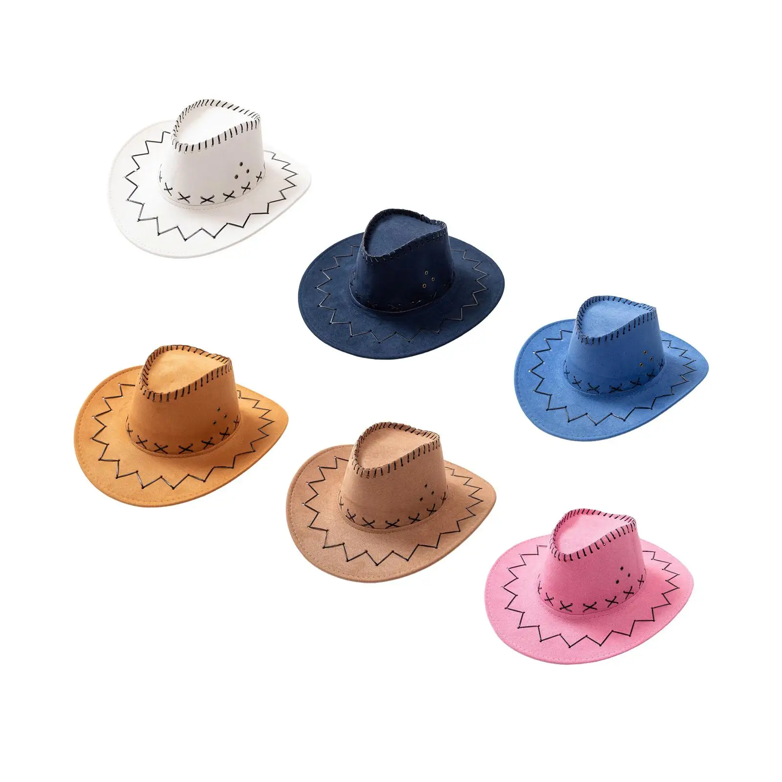 Suede  Hat Western Style with Inner Circumference 58cm Sturdy Adjustable Chin Strap Stylish for  Themed Party