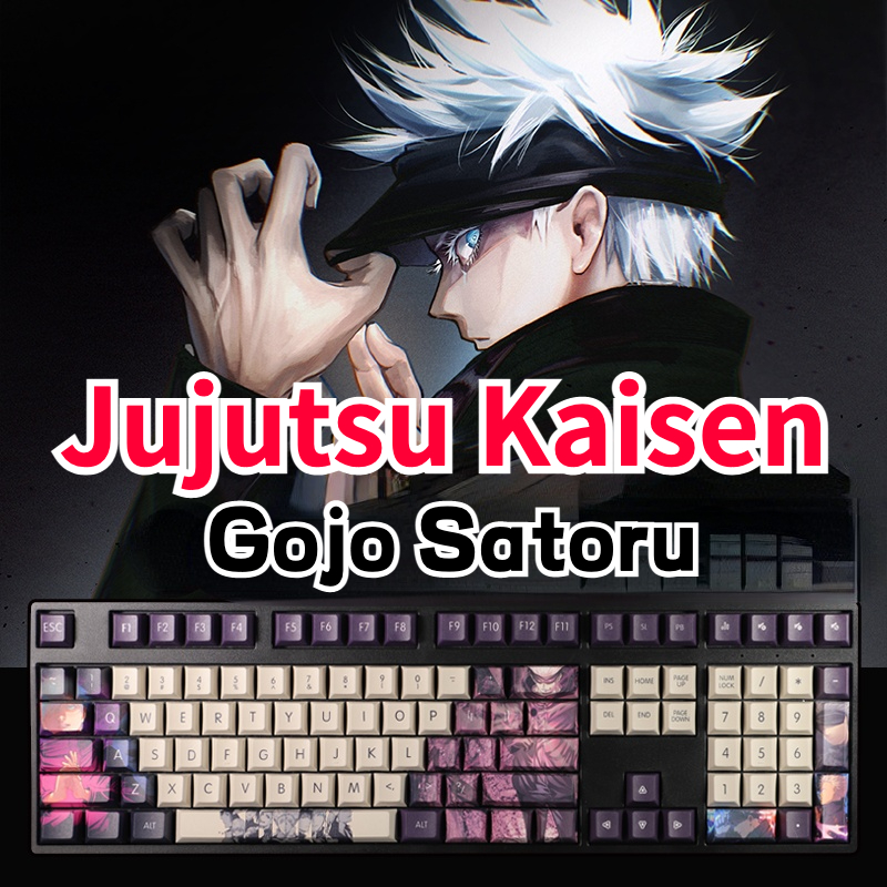 chaves jujutsu kaisen gojo satoru anime tema colorido keycaps pbt material cherry perfil tampas de teclado mecânico