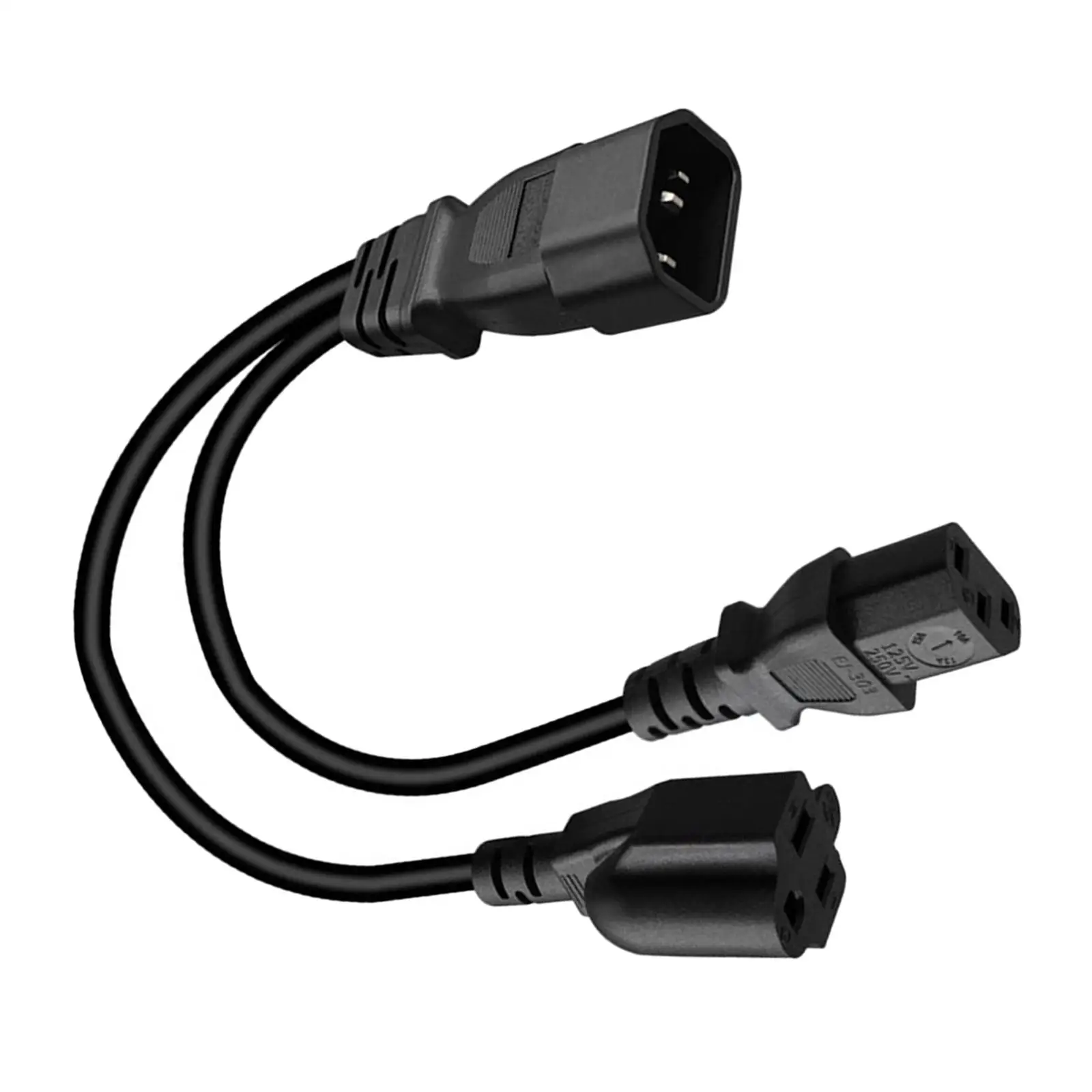 C14 to C13 and 5-15R Power Cord 1ft 3 Prong 10A 250V OFC Conductor Y Splitter Adapter Cable for Computer Laptop PC