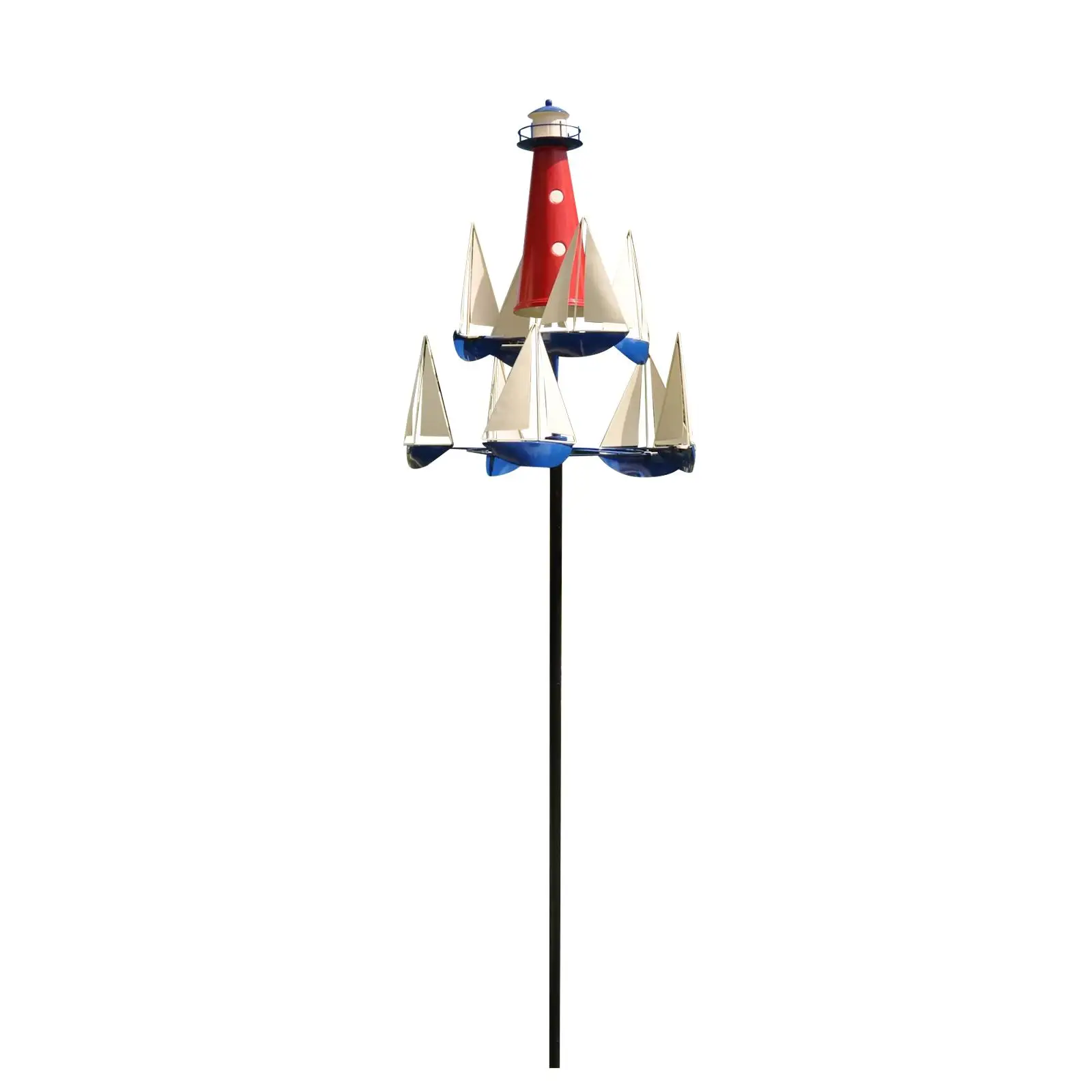 Unique Sailboat Windmill Decorations Decorative Summer Lighthouse Wind Catcher Nautical Wind Sculpture Yard Decor for Patio Yard